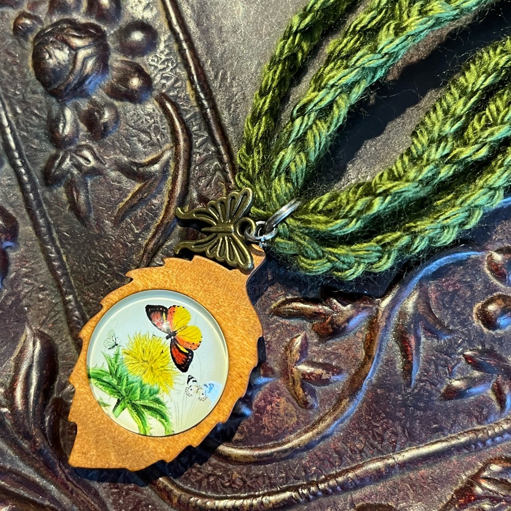 Handmade Crochet Necklace Butterfly Pendant Boho - Picture 6 of 14